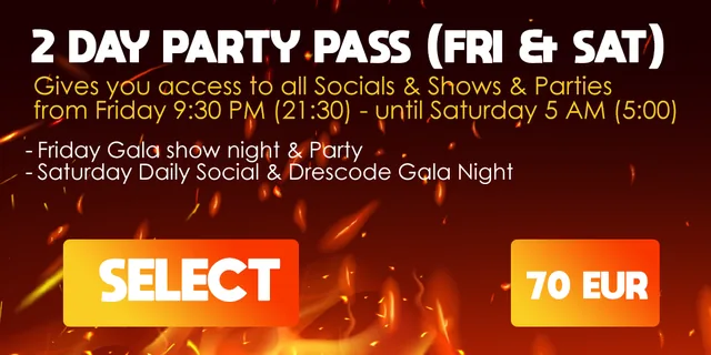 2 Day Party Pass (Fri & Sat) — &euro;70